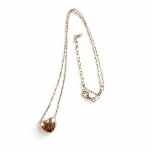 Vtg Dyadema 925 Italy Sterling Silver Necklace Sliding Puffy Heart Pendant 18"